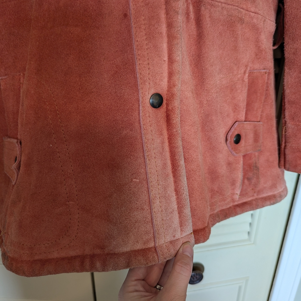 Rust Suede Hooded Jacket with Sherpa Lining - Picture 4 of 7